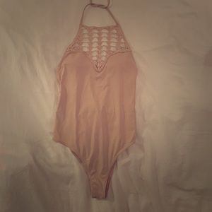 Pink one-piece bathing suit